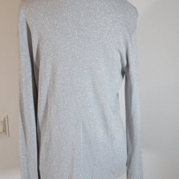 Women's Silver Sweater with Shiny Threads, PURSUITS, LTD. Size Large, Vint - Picture 3 of 4